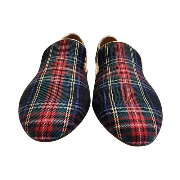 J Crew Womens Stewart Plaid Smoking Loafers Size 10 Tartan Plaid Preppy Holiday - Picture 3 of 10